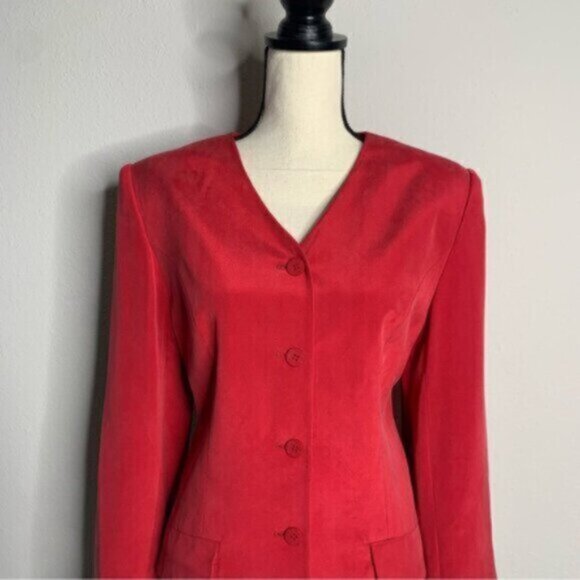 Andrea Viccaro Vintage Silk Single Breasted Collarless Blazer - Picture 10 of 17